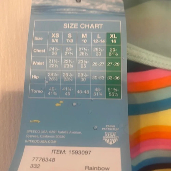 #17 Speedo youth bathing suit blue, orange, pink X-Large Size 16 1 piece - Picture 4 of 6